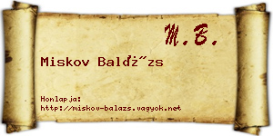 Miskov Balázs névjegykártya
